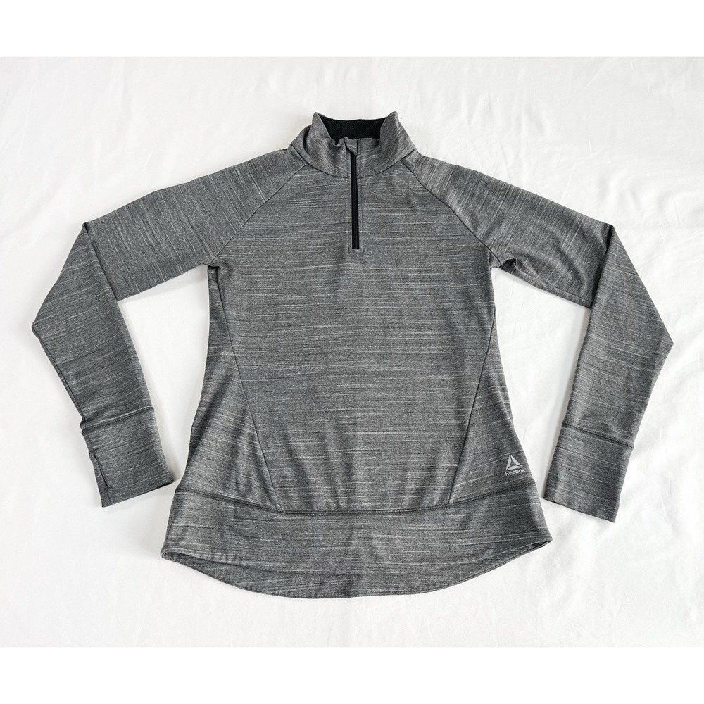 Reebok Speedwick Heathered Gray 1/4 Zip Athletic Pullover Top Womens Medium M